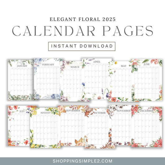 2025 Printable Floral Calendar