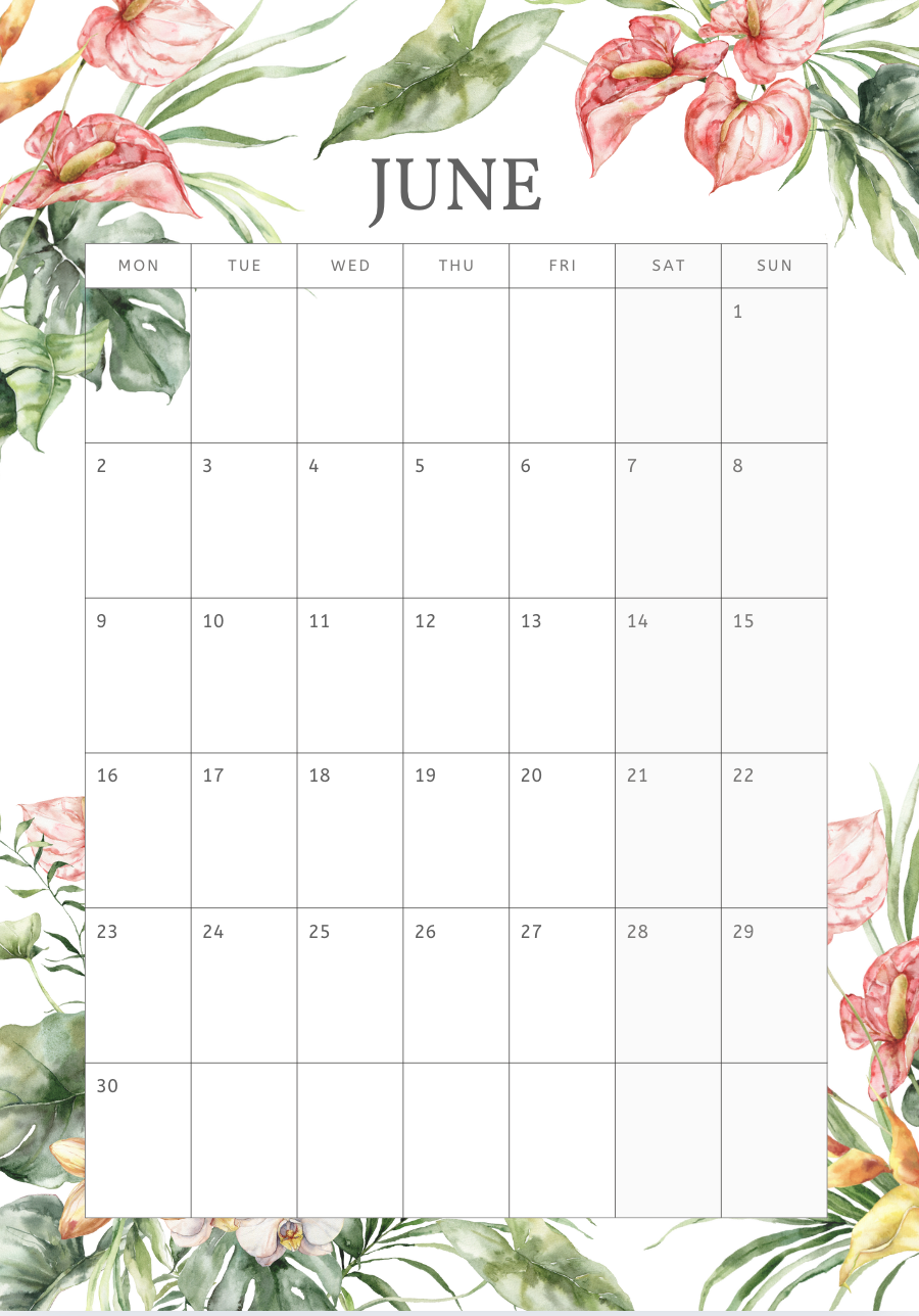 2025 Printable Floral Calendar