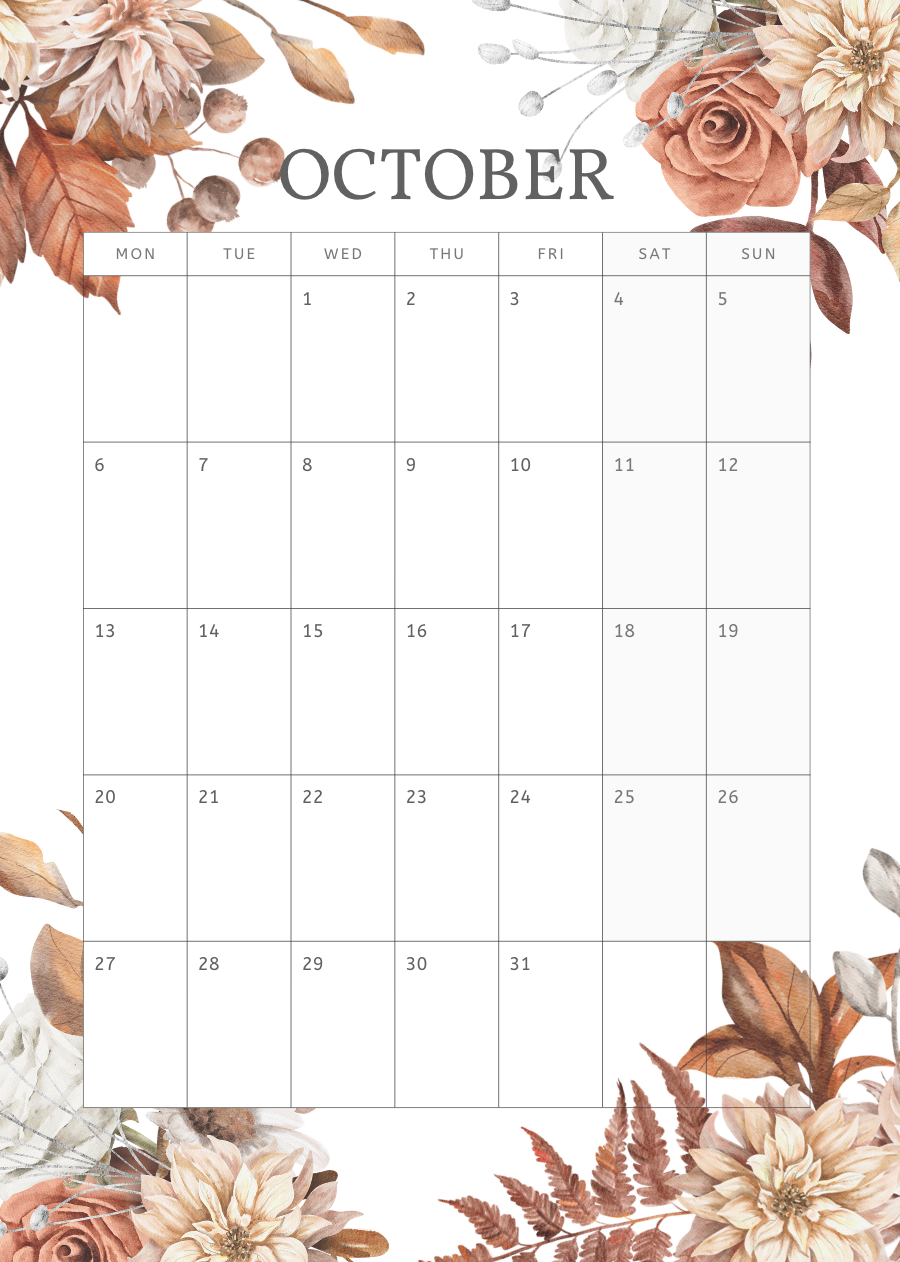 2025 Printable Floral Calendar