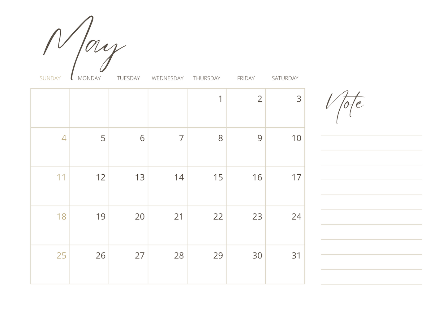 2025 Printable Creamy Blue - Floral Calendar