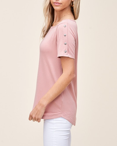 Essential Tee - Button sleeve detail