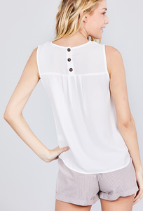 Sleeveless Woven Button Back Top