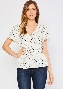 Peplum Short Sleeve Blouse